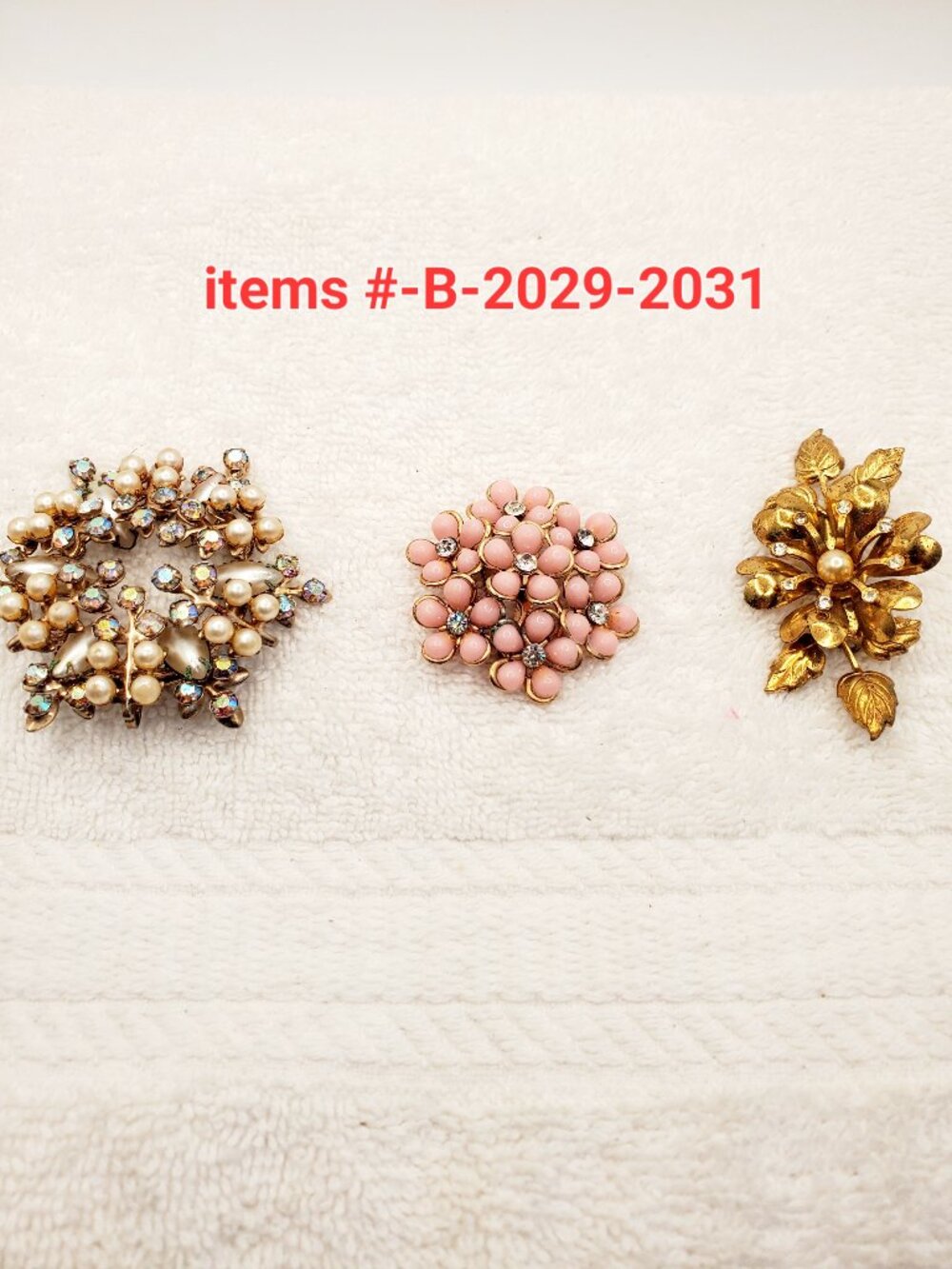 3 Brooches, items # B-2029-2031,. wt.  38 grams.